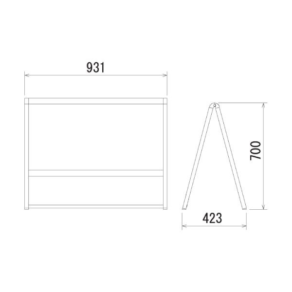 A型スタンド看板240-2の寸法図