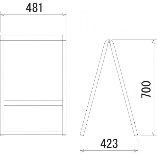 A型スタンド看板240-1の寸法図