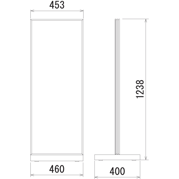 T型スタンド看板258-2の寸法図