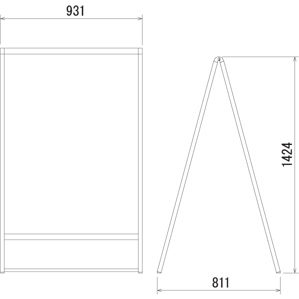 A型スタンド看板240-9の寸法図