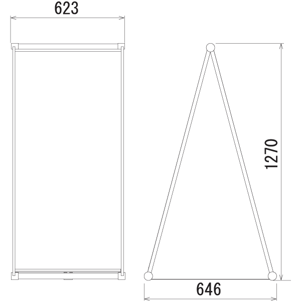 折りたたみA型看板241-2の寸法図