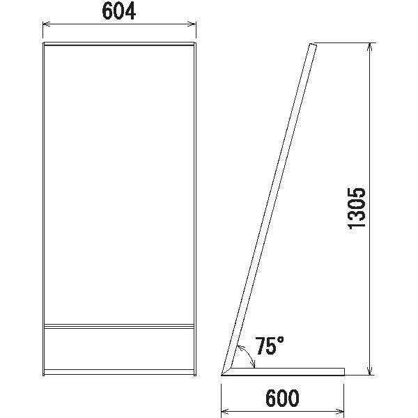 L型スタンド看板263-3の寸法図